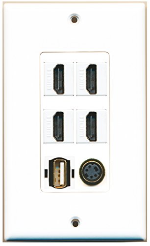 RiteAV 4 Port HDMI 1 USB A-A 1 S-Video Wall Plate OVERSIZED