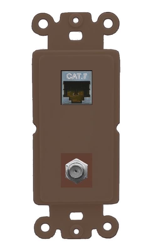 RiteAV Coax and Cat7 Wall Plate - Rocker [Brown/Brown]