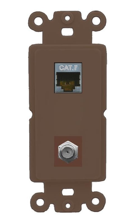 RiteAV Coax and Cat7 Wall Plate - Rocker [Brown/Brown]