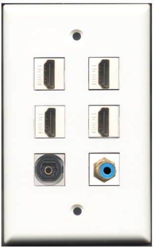 RiteAV - 4 Port HDMI 1 RCA Blue 1 Toslink Wall Plate