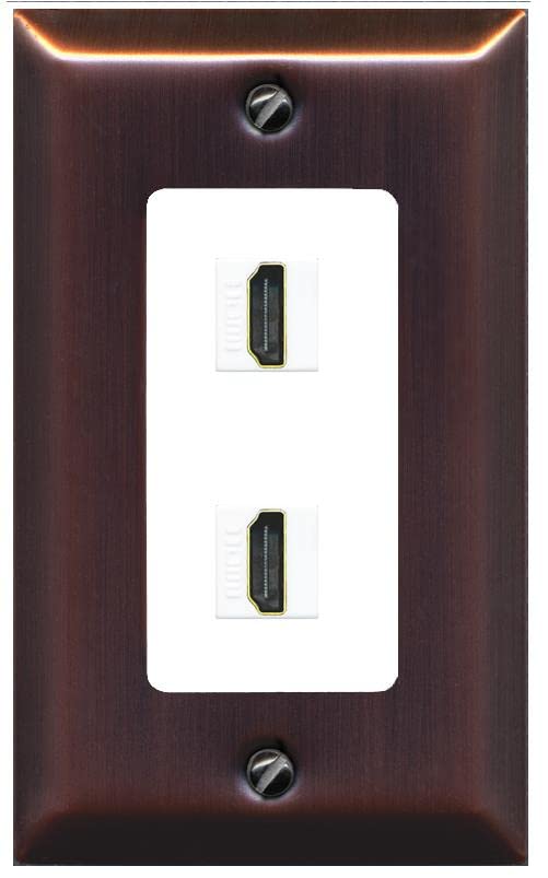 RiteAV Custom HDMI Wall Plate 2 Port - 1 Gang [Brushed-Copper/White]