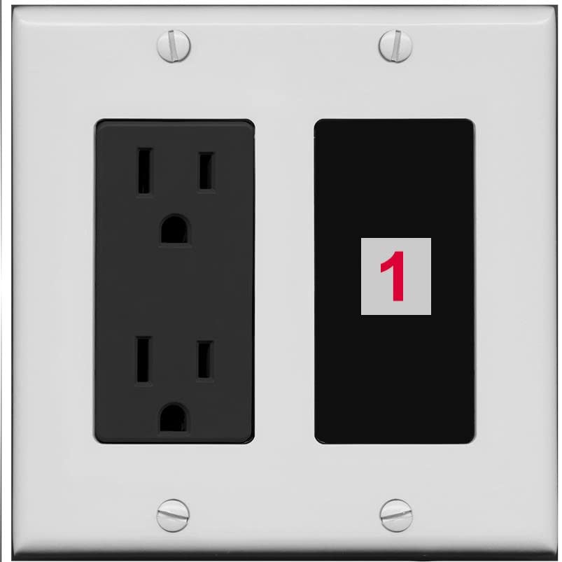 RiteAV Custom Wall Plate 1 Port - Outlet [Gray/Black]