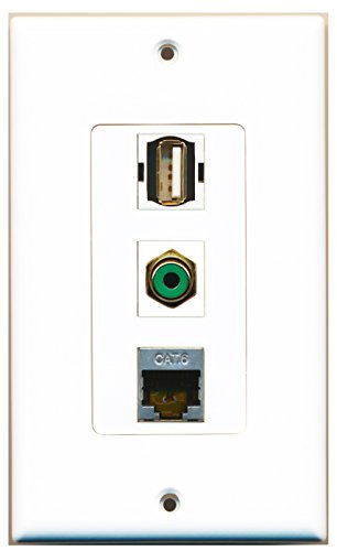 RiteAV 1 Port RCA Green 1 Port USB A-A 1 Port Shielded Cat6 Ethernet Wall Plate OVERSIZED