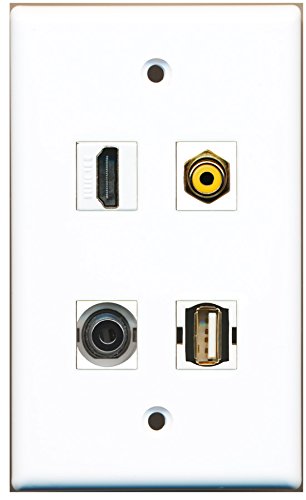 RiteAV - 1 Port HDMI 1 Port RCA Yellow 1 Port USB A-A 1 Port 3.5mm Wall Plate