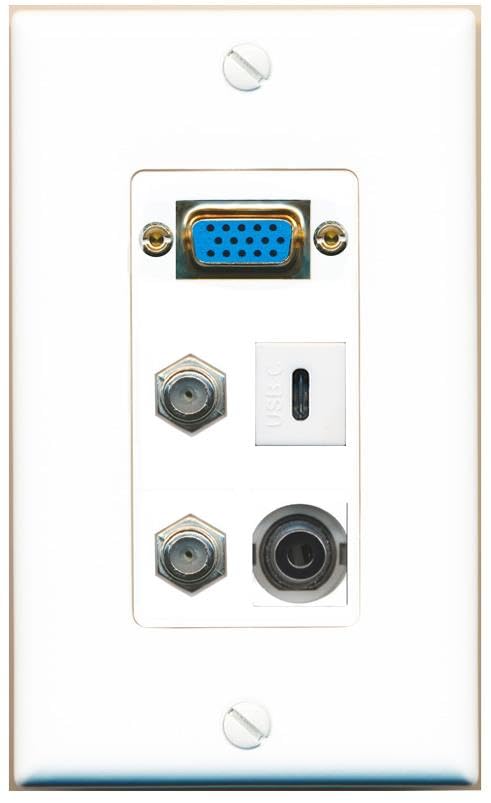 RiteAV SVGA + 3.5mm 2 COAX USBC Wall Plate [White]