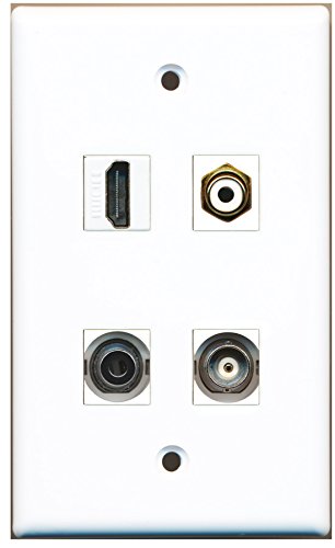 RiteAV - 1 Port HDMI 1 Port RCA White 1 Port 3.5mm 1 Port BNC Wall Plate