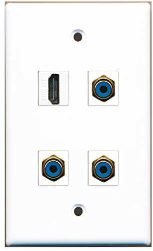 RiteAV - 1 Port HDMI 3 Port RCA Blue Wall Plate