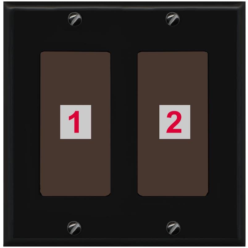 RiteAV Custom Wall Plate 2 Port - 2 Gang [Black/Brown]