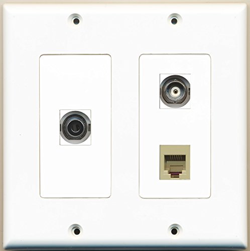 RiteAV - 1 Port Phone RJ11 RJ12 Beige 1 Port 3.5mm 1 Port BNC - 2 Gang Wall Plate