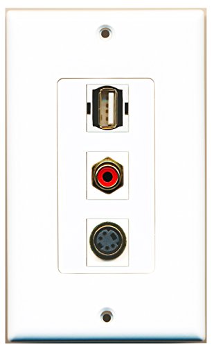 RiteAV 1 Port RCA Red 1 Port USB A-A 1 Port S-Video Wall Plate OVERSIZED