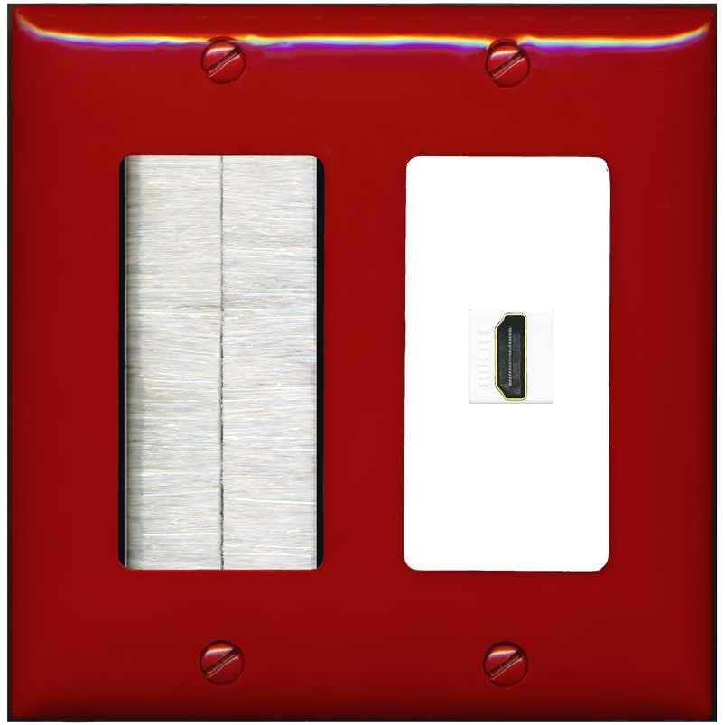 RiteAV HDMI Wall Plate 1 Port - Brush [Red/White]