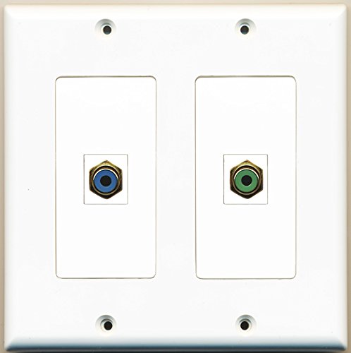 RiteAV - 1 Port RCA Green 1 Port RCA Blue - Dual Gang Wall Plate