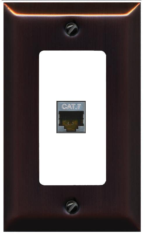 RiteAV 1 Port Cat7 Shielded Ethernet Wall Plate - 1 Gang [Bronze/White]