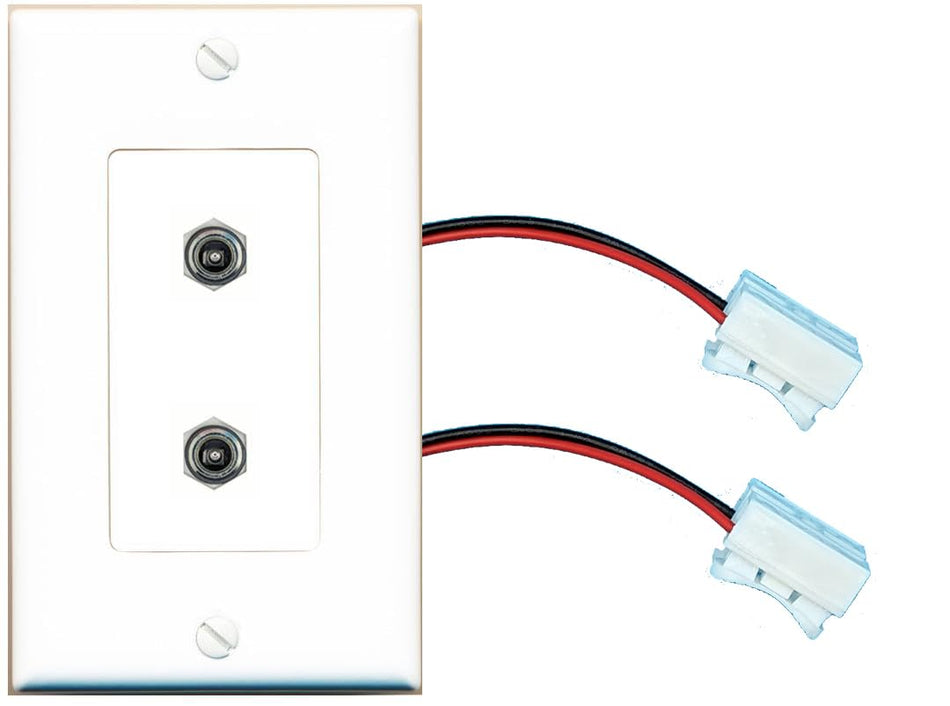 RiteAV 2 DC-POWER Wall Plate with Pigtail Dongle Extension White