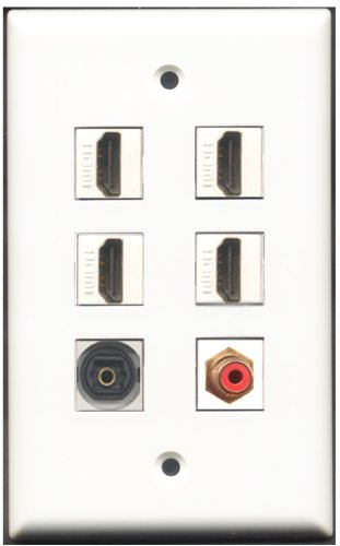 RiteAV - 4 Port HDMI 1 RCA Red 1 Toslink Wall Plate