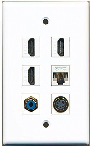 RiteAV - 3 HDMI 1 Port RCA Blue 1 Port S-Video 1 Port Cat5e Ethernet White Wall Plate