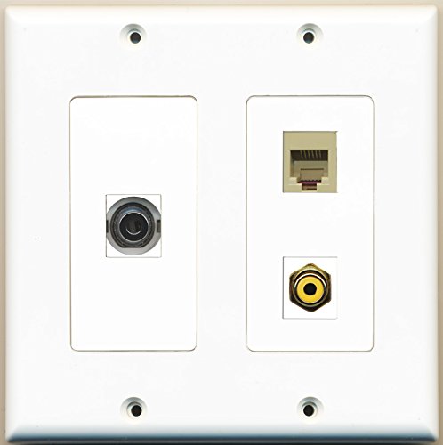 RiteAV - 1 Port RCA Yellow 1 Port Phone RJ11 RJ12 Beige 1 Port 3.5mm - 2 Gang Wall Plate
