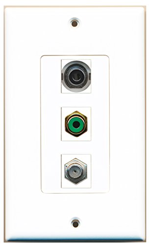 RiteAV 1 Port RCA Green 1 Port Coax Cable TV- F-Type 1 Port 3.5mm Wall Plate OVERSIZED