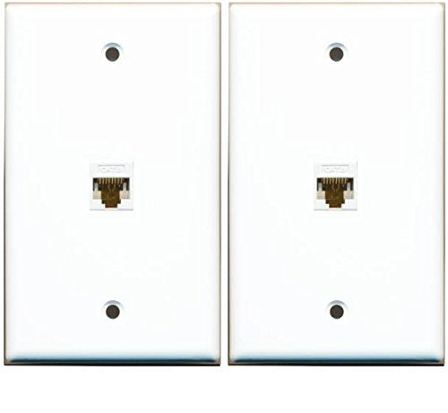 RiteAV (2 Pack) 1 Port Cat6 Rj45 Ethernet Wall Plate White Lot