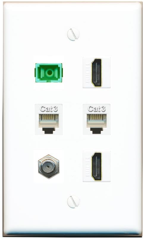 RiteAV Coax 2 HDMI 2 Phone SC-APC-SX Flat/Solid Wall Plate [White]