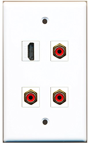 RiteAV - 1 Port HDMI 3 Port RCA Red Wall Plate