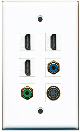 RiteAV - 3 HDMI 1 Port RCA Green 1 Port RCA Blue 1 Port S-Video Wall Plate
