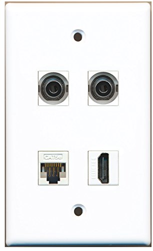 RiteAV - 1 Port HDMI 2 Port 3.5mm 1 Port Cat5e Ethernet White Wall Plate