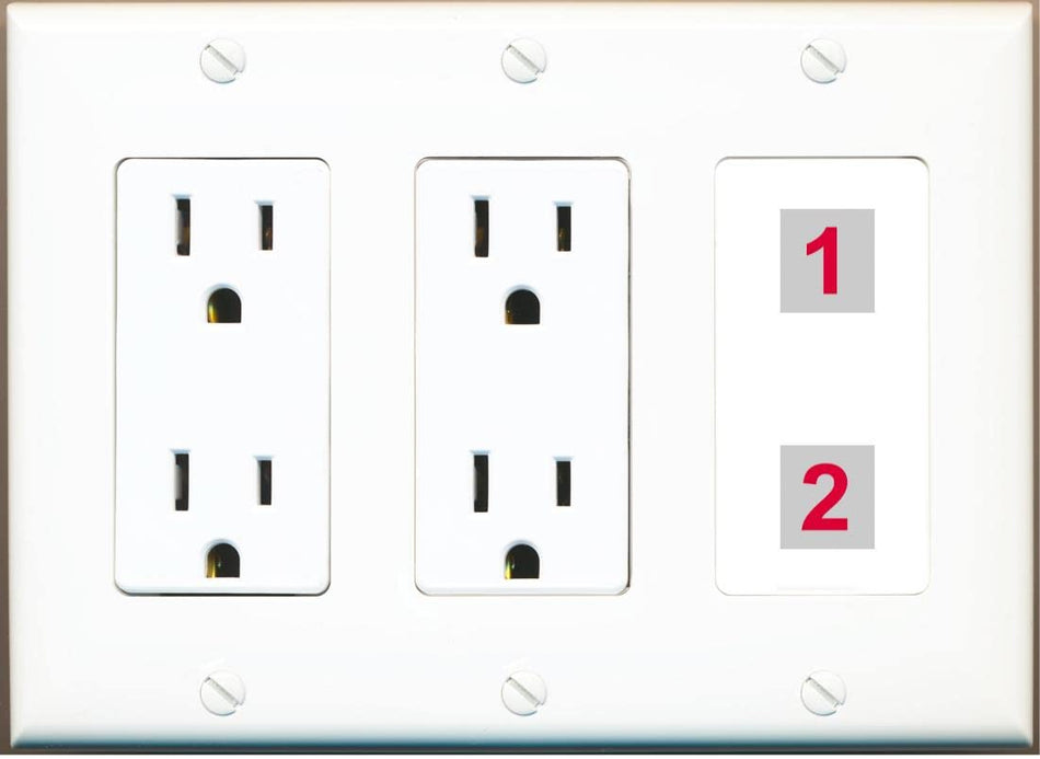 RiteAV Custom Wall Plate 2 Port - 3G Dual Outlet [White/White]