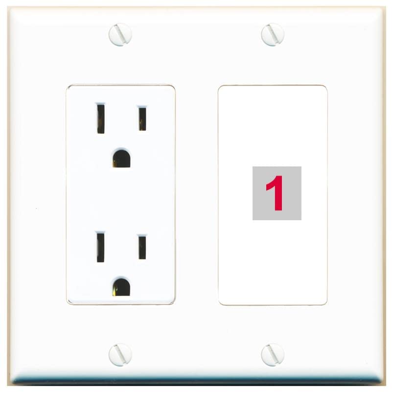 RiteAV Custom Wall Plate 1 Port - Outlet [White/White]