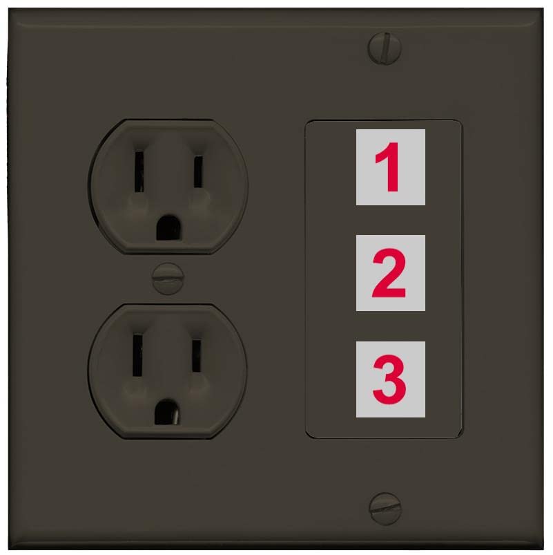 RiteAV Custom Wall Plate 3 Port - Round Outlet [Brown/Brown]