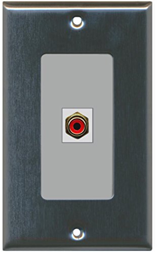 RiteAV - 1 RCA Red for Subwoofer Audio Port Wall Plate Decorative - Stainless Steel/Gray