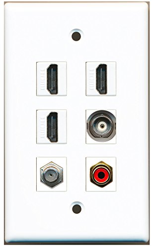 RiteAV - 3 HDMI 1 Port RCA Red 1 Port Coax Cable TV- F-Type 1 Port BNC Wall Plate