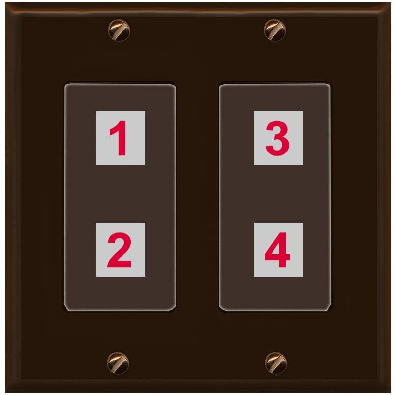 RiteAV Custom 4 Port Custom Wall Plate - 2 Gang [Brown/Brown]