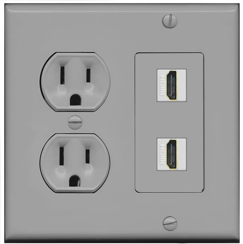 RiteAV HDMI Wall Plate 2 Port - Round Outlet [Gray/Gray]