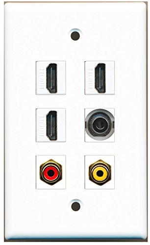 RiteAV - 3 HDMI 1 Port RCA Red 1 Port RCA Yellow 1 Port 3.5mm Wall Plate