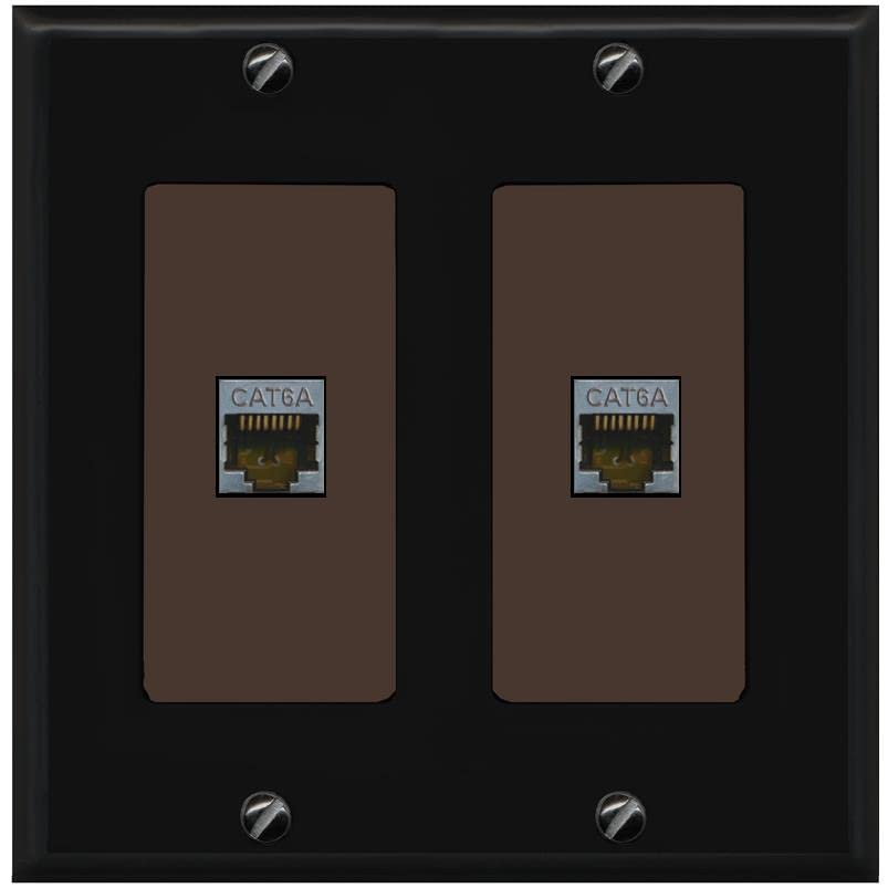 RiteAV 2 Port Cat6A Wall Plate - 2 Gang [Black/Brown]