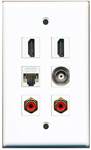 RiteAV - 2 HDMI 2 Port RCA Red 1 Port BNC 1 Port Cat5e Ethernet White Wall Plate