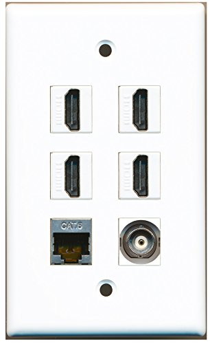 RiteAV - 4 HDMI 1 Port Shielded Cat6 Ethernet 1 Port BNC Wall Plate