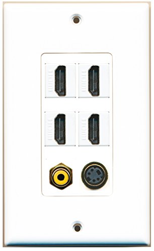 RiteAV 4 Port HDMI 1 RCA Yellow 1 S-Video Wall Plate OVERSIZED