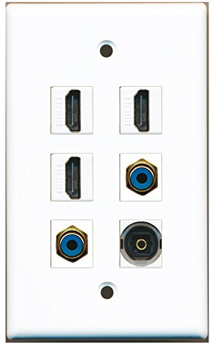 RiteAV - 3 HDMI 2 Port RCA Blue 1 Port Toslink Wall Plate
