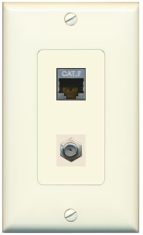 RiteAV Coax and Cat7 Wall Plate - 1 Gang [Light-Almond]