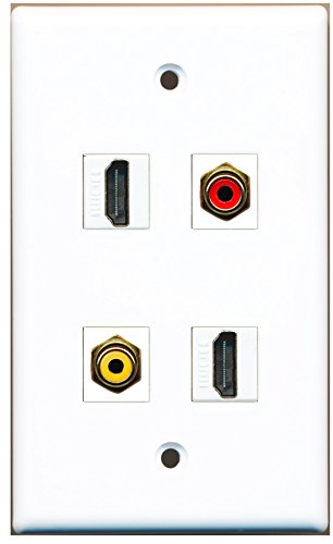 RiteAV - 2 Port HDMI 1 Port RCA Red 1 Port RCA Yellow Wall Plate