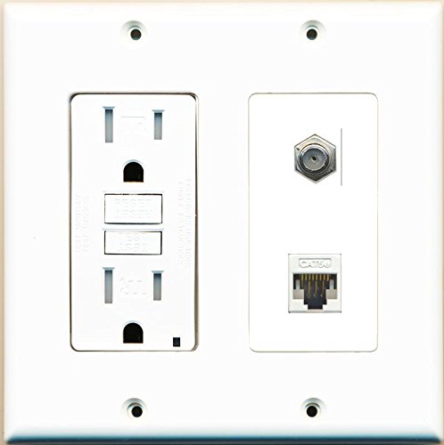 RiteAV GFCI Coax Cat5E Wall Plate White