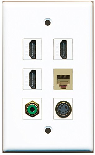 RiteAV - 3 HDMI 1 Port RCA Green 1 Port Phone RJ11 RJ12 Beige 1 Port S-Video Wall Plate