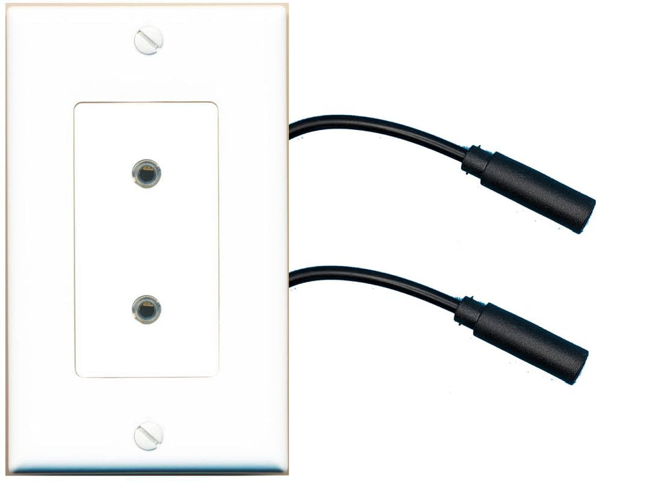 RiteAV 2 3.5mm Wall Plate with Pigtail Dongle Extension White