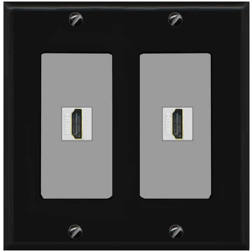 RiteAV HDMI Wall Plate 2 Port - 2 Gang [Black/Gray]