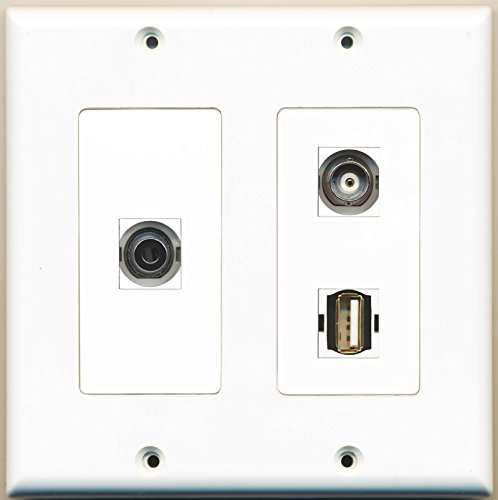 RiteAV - 1 Port USB A-A 1 Port 3.5mm 1 Port BNC - 2 Gang Wall Plate
