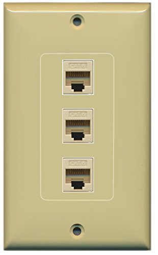 RiteAV (1 Gang Decorative 3 Cat6 Ivory Wall Plate Ivory