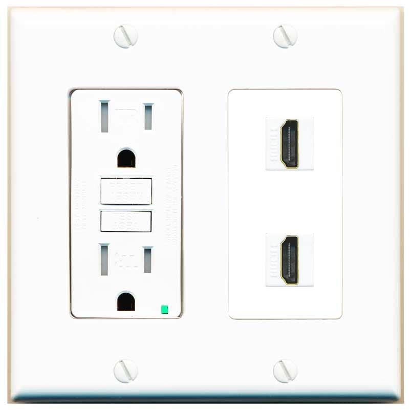 RiteAV HDMI Wall Plate 2 Port - GFCI [White/White]