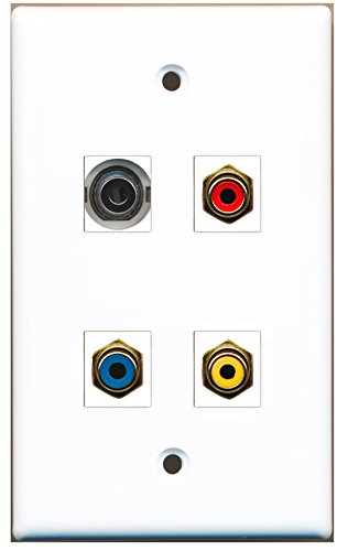 RiteAV - 1 Port RCA Red 1 Port RCA Yellow 1 Port RCA Blue 1 Port 3.5mm Wall Plate